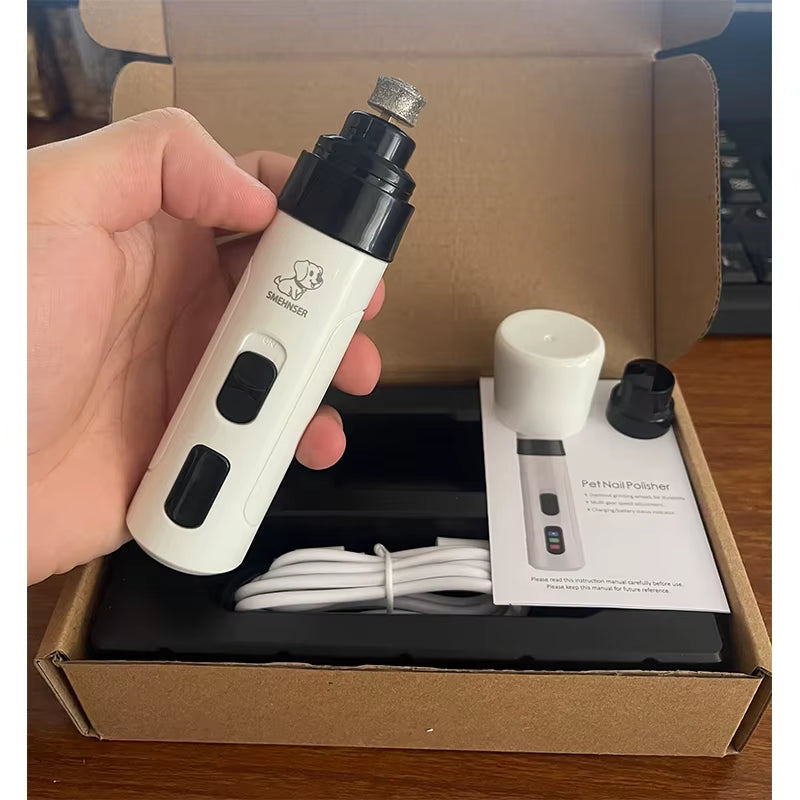 Electric Rechargeable Nail Grinder for Dogs and Cats - USB Charging Grooming Tool for Pet Nail Trimming