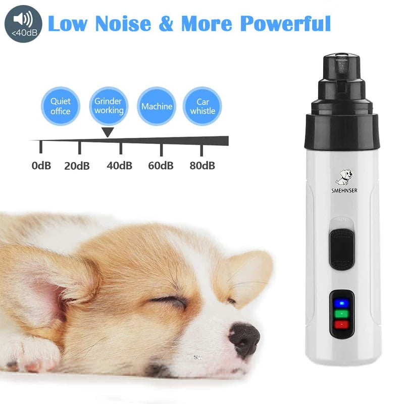 Electric Rechargeable Nail Grinder for Dogs and Cats - USB Charging Grooming Tool for Pet Nail Trimming